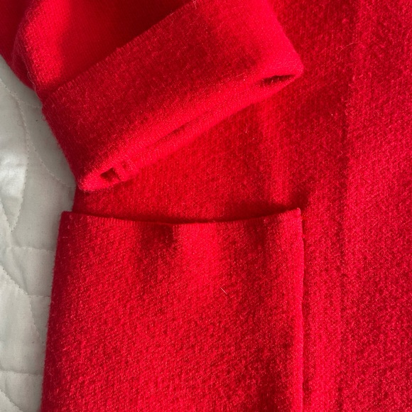 Red Long Blazer-Style Cardigan Sweater (Size S) - Picture 3 of 6
